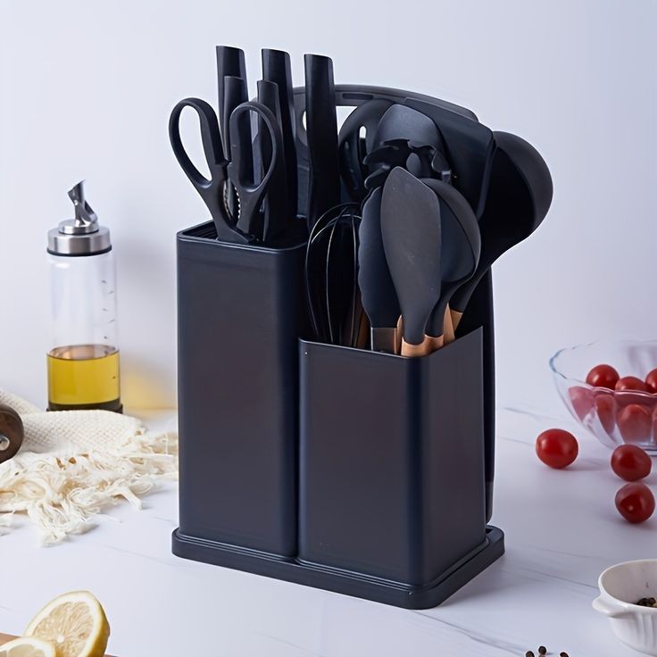 19pcs Silicon spoon set with knife set and silicon chopping board