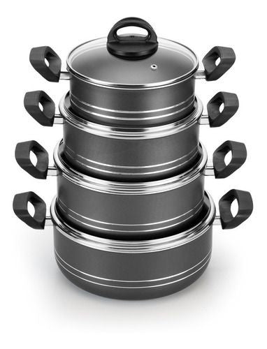 Non stick cookware Set 3pots and one frying pan (sizes 16cm/18cm/20cm/22cm)