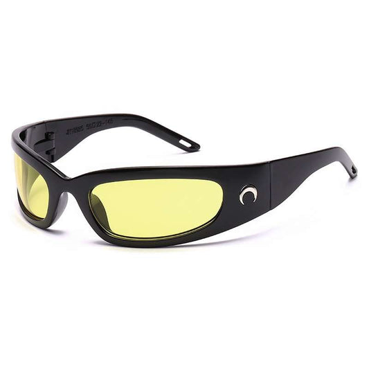 y2k Millennium Wind Moon Crescent Sunglasses (Black /yellow)