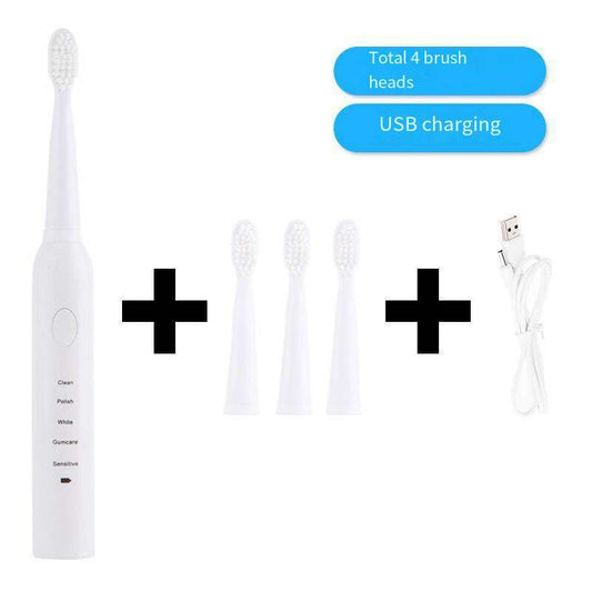 White  Rechargeable fully automatic waterproof sonic soft bristle toothbrush 32000 movement per minute