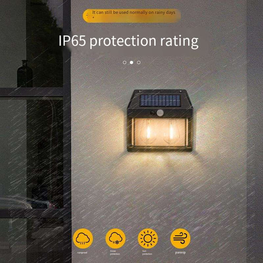 Solar tungsten outdoor RAINPROOF double Bulb sensor wall light