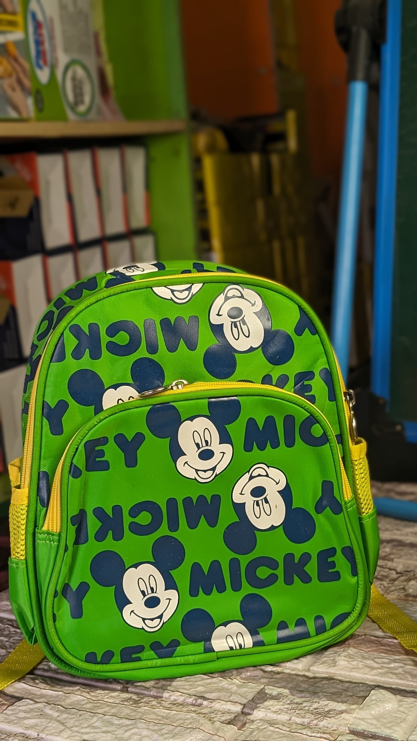 Green Mickey Mouse School bag