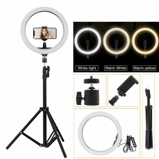 10inches Ringlight with 3 Light Shades +Tripod + phone holder