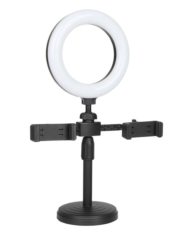 Mini ring light with two phone holder & free Monopod